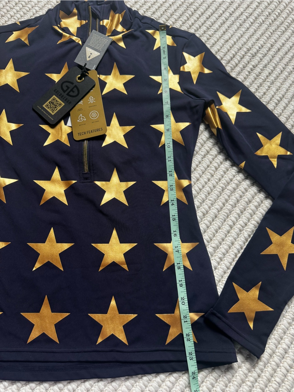 Goldbergh Lunaria metallic Base Layer French Navy Blue with Gold Stars NWT Small - Picture 5 of 6